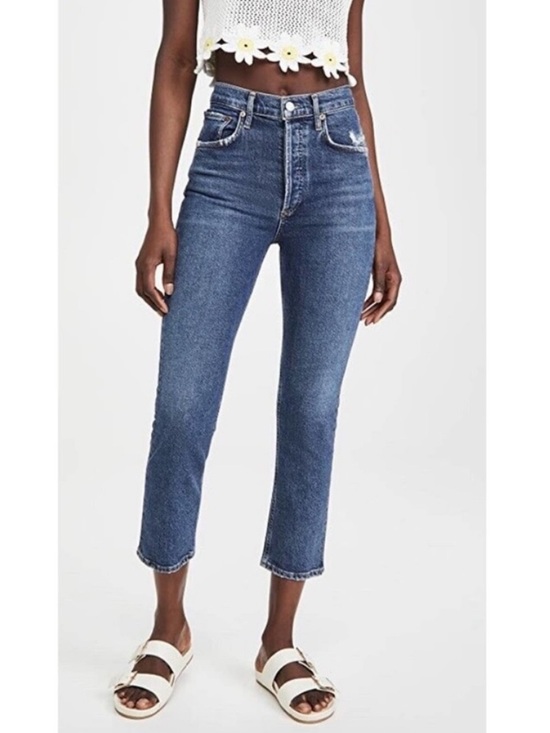 Agolde Denim - AGOLDE Riley High Rise Straight Crop Jeans in Pastime Wash Sz 26
